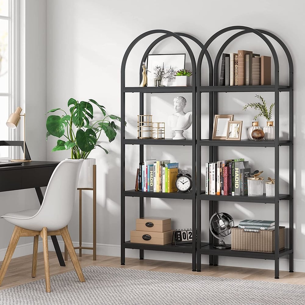 4-Tier Open Bookshelf, 70.8" Industrial Wood Bookcase Storage Shelves