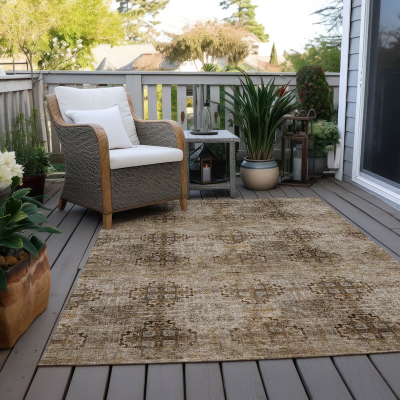 Machine Washable Indoor/ Outdoor Vintage Medallions Chantille Rug