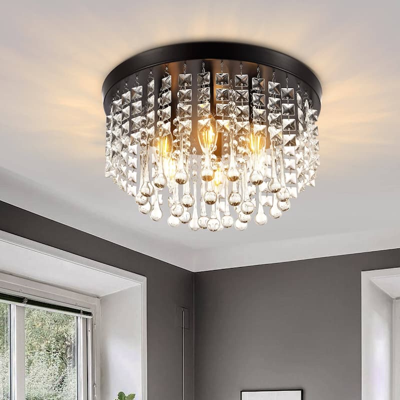 Modern Flush Mount Ceiling Light D15"H9" - Brown
