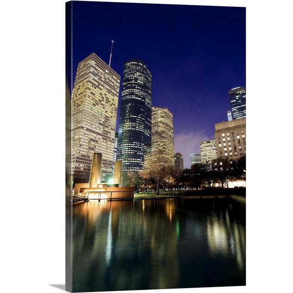 Shop Houston Skyline At Night Texas Canvas Wall Art Overstock