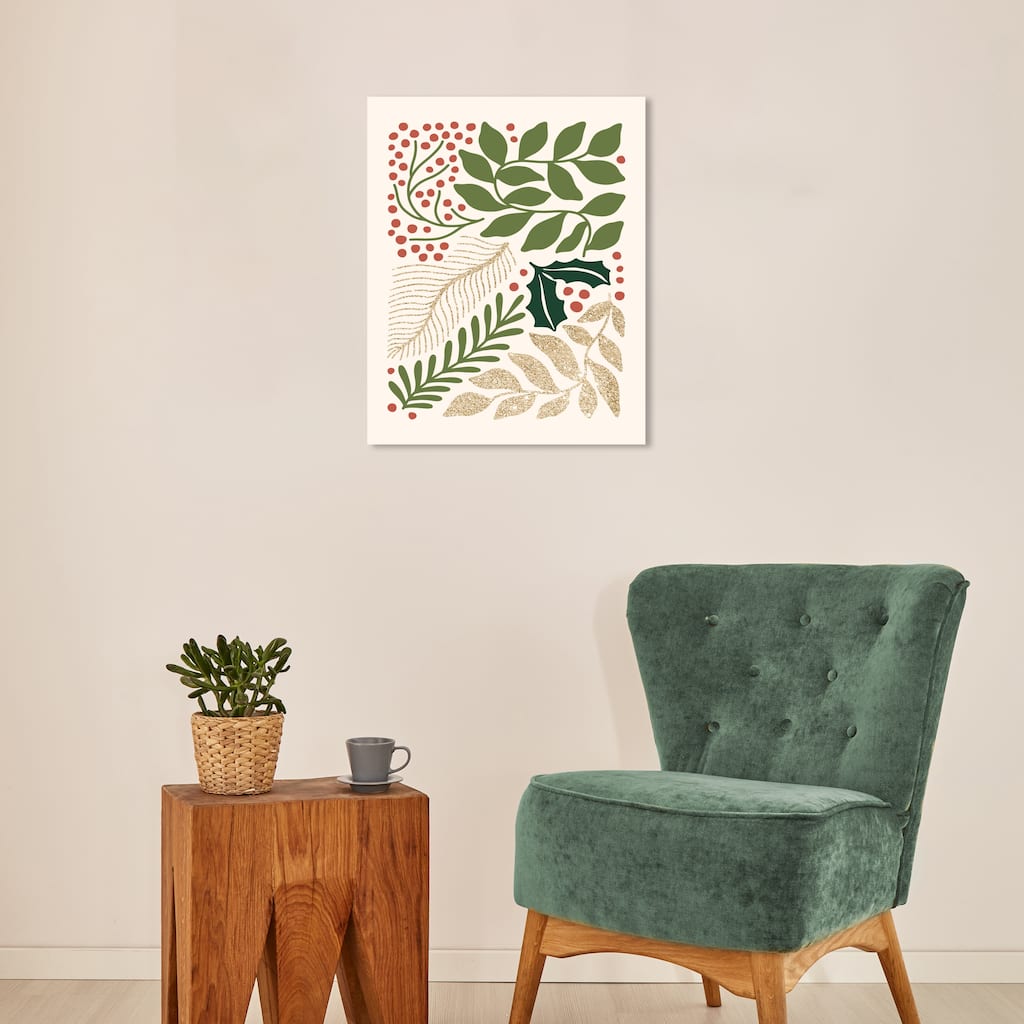 Wynwood Studio Canvas Holiday and Seasonal Fresh Greetings Glitter Season Green Glam Wall Art Canvas Print