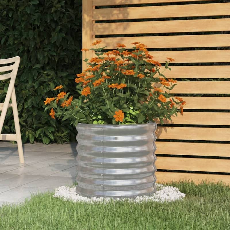 vidaXL Garden Planter Powder-coated Steel Raised Garden Bed Multi Colors/Sizes - 15.7" x 14.2" - Silver