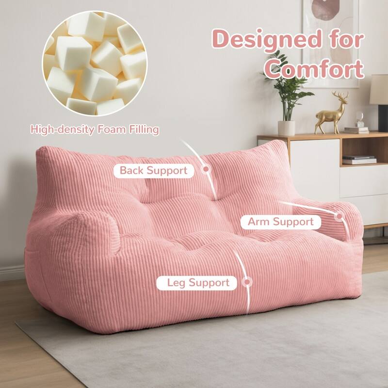 Pamapic Bean Bag Chair, Double Seater Corduroy Lazy Sofa