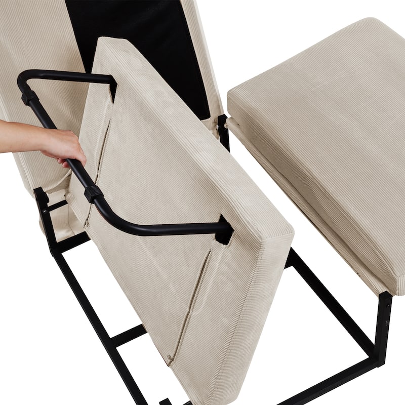 Versatile 4-in-1 Corduroy Couch Chair, Converts to Sleeper Sofa, Chaise & Ottoman