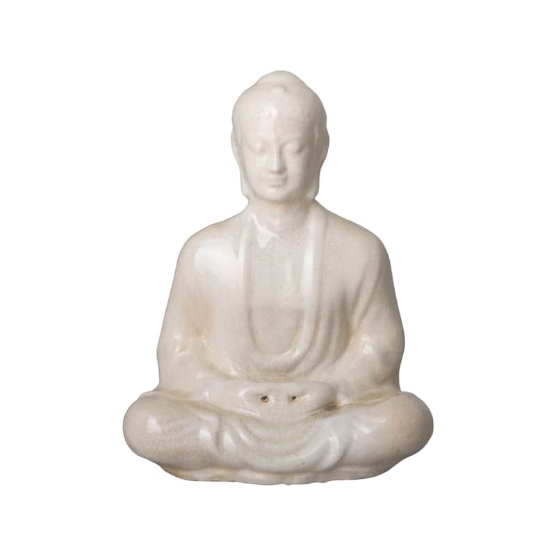 Meditating Buddha - Ceramic - Cream - Medium