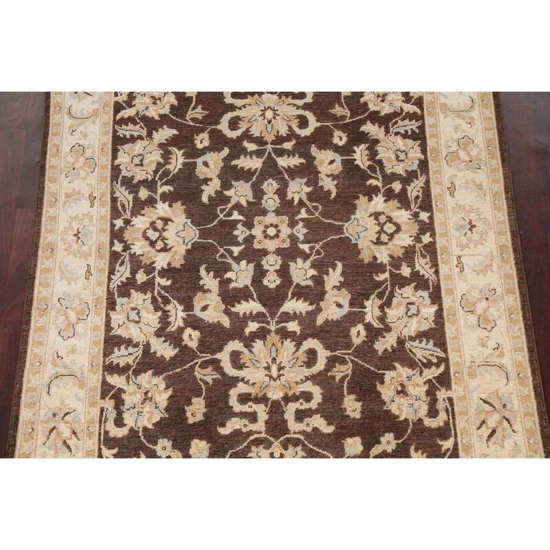 Vegetable Dye Chobi Peshawar Oriental Area Rug Handmade Wool Carpet - 4'11" x 7'3"