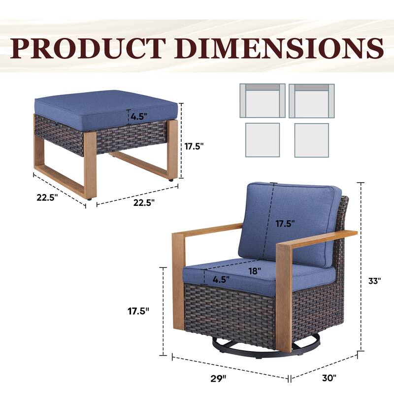 Gymojoy Outdoor Wicker Patio Furniture Chair Set