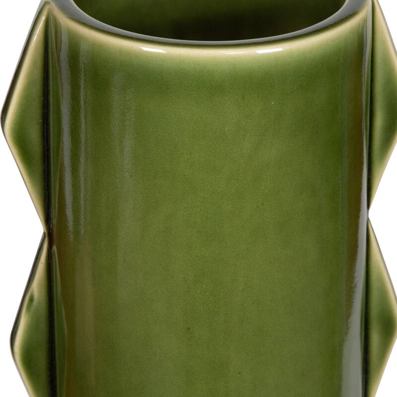 Zig-zag Edged Cylindrical Glass Vases - 14" - Set of 2