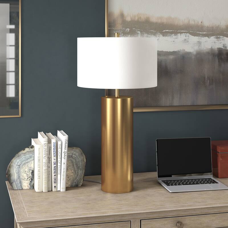 York 29.5" Tall Table Lamp with Fabric Shade - Gold