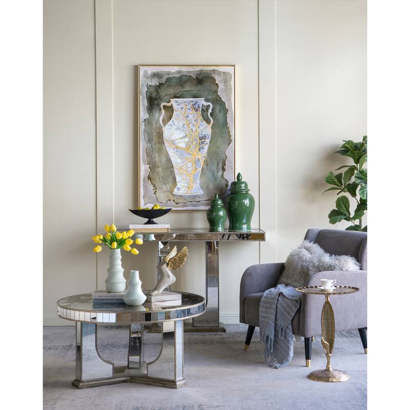 Modern Wall Decor Hand-Painted Canvas Artwork with Vintage Amphora Vase Design, for Living Room, Study and Office