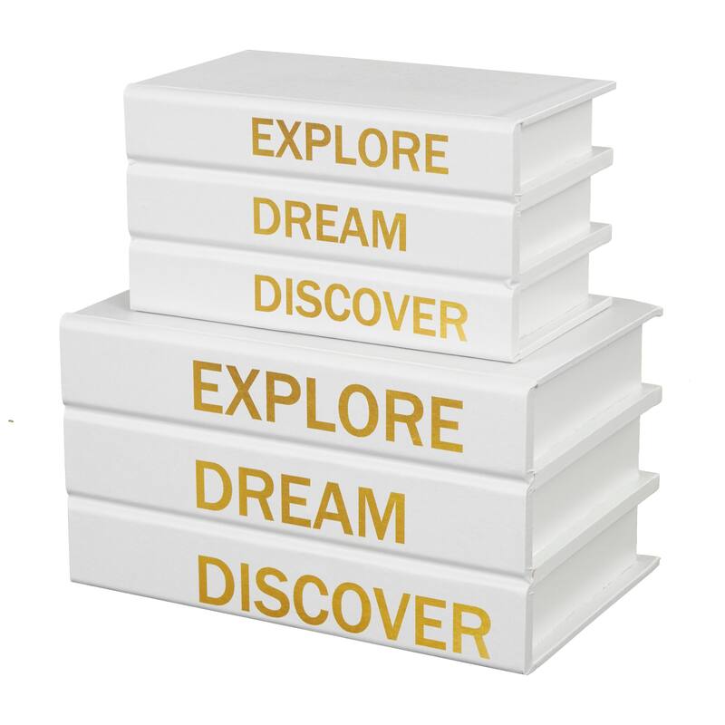 Black or White Canvas Box with White or Gold Explore, Dream, Discover Text (Set of 2)