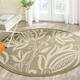 SAFAVIEH Courtyard Leatrice Indoor/ Outdoor Patio Backyard Rug - 7'10" x 7'10" Round - Olive/Natural