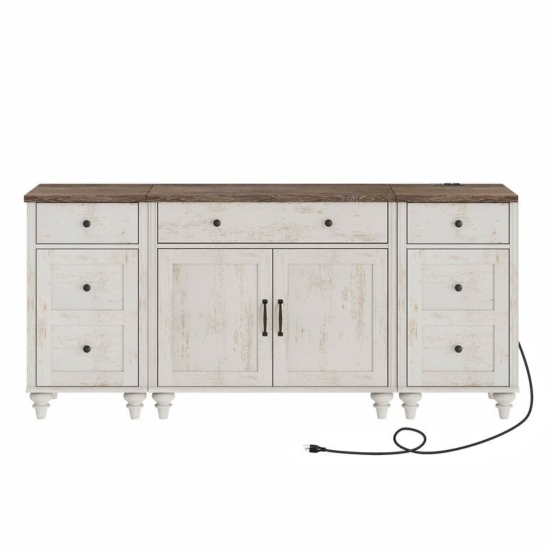 Farmhouse TV Stand with Doors and Drawer﻿