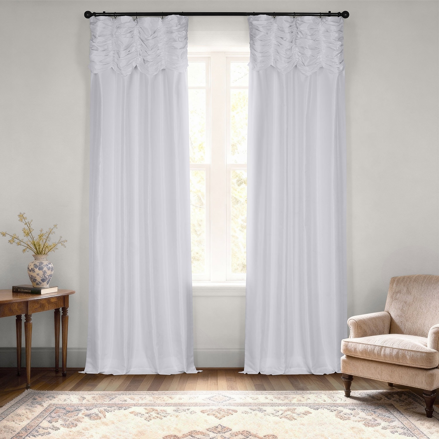 Exclusive Fabric Ruched Textured Faux Dupioni Silk Curtain (1 Panel)
