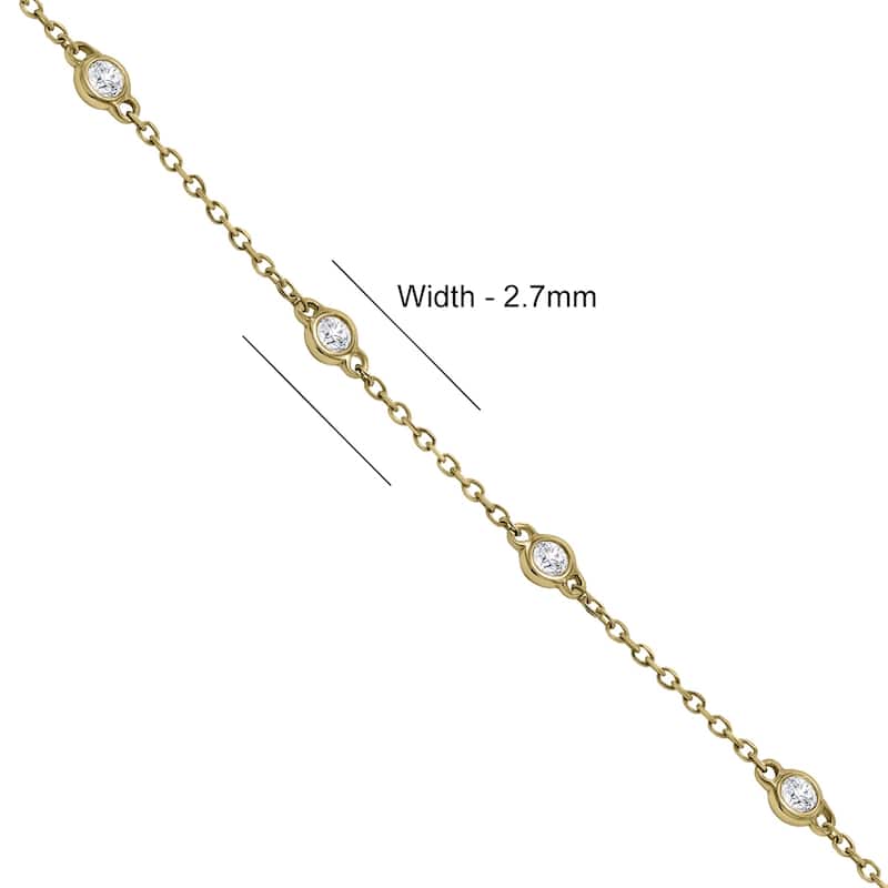 Marquee 1/4 Carat TW Bezel Set Genuine Diamond Station Bracelet in 14K Yellow Gold