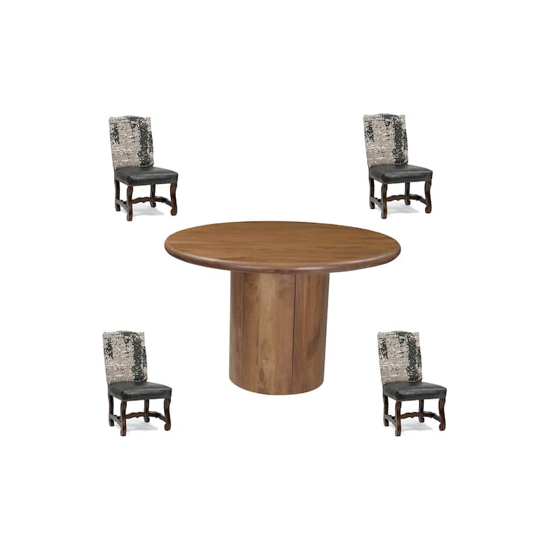 Ava 5-piece Solid Wood Dining Set - Dark Brown