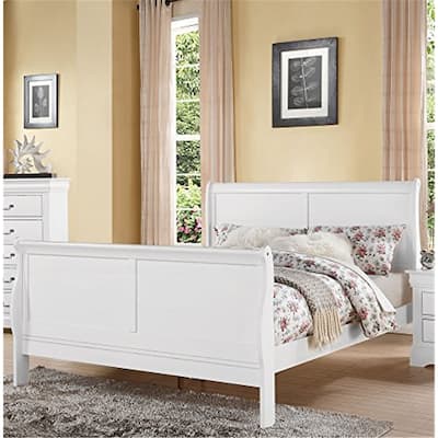 Eastern King Bed Coastal Craftsman Style, White Finish Bedroom Furniture Set