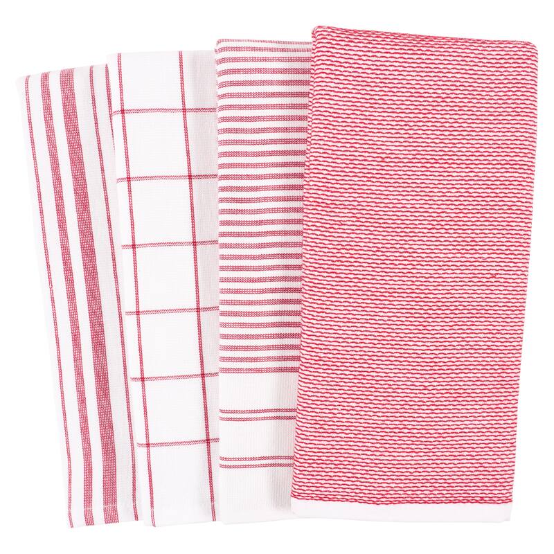 Bed Bath and Beyond Our Table Dual Purpose Kitchen Towels - Set of 4 - 30" L x 20" W - Red