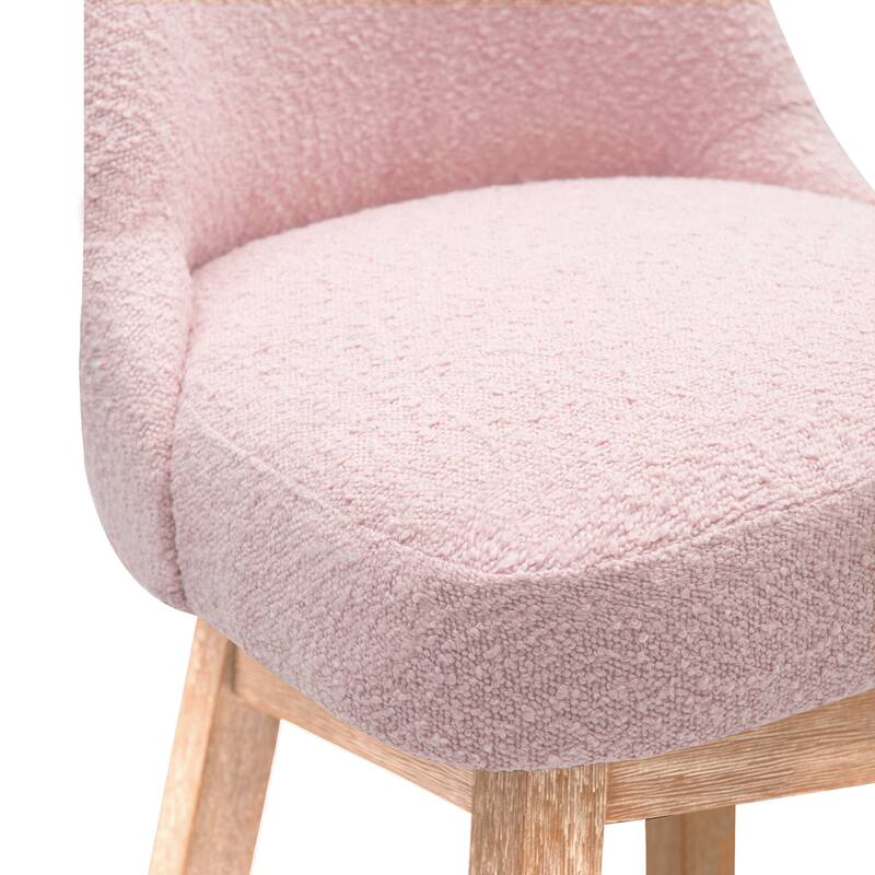 Boucle Polyester Upholstered Swivel Counter Stool Foot Glides On