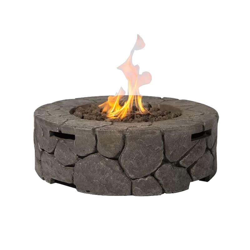 Outdoor Round Fire Pit Table in Grey