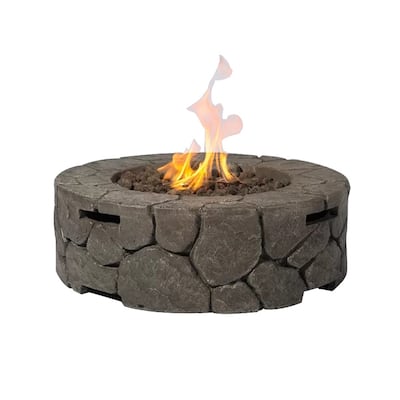 Outdoor Round Fire Pit Table in Grey