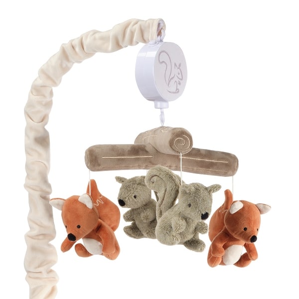 slide 2 of 7, Lambs & Ivy Treetop Fox & Squirrel Woodland Musical Baby Crib Mobile Soother Toy