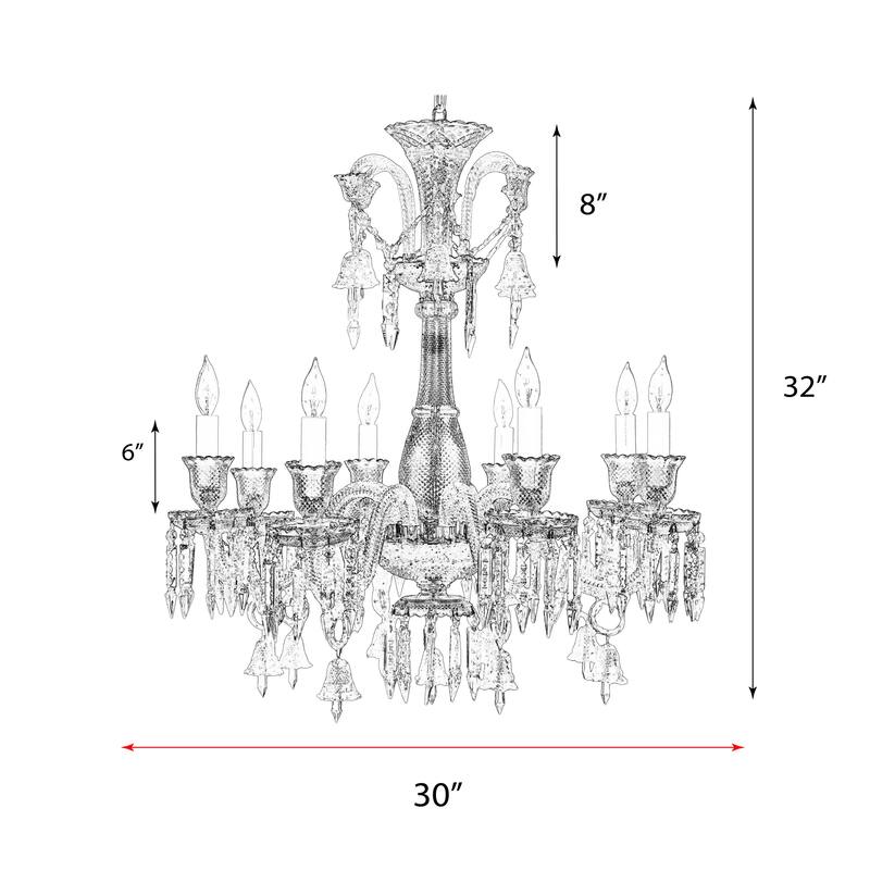 Pasargad Home Elegant Murano-Style Glass Chandelier - 30"D x 32"H