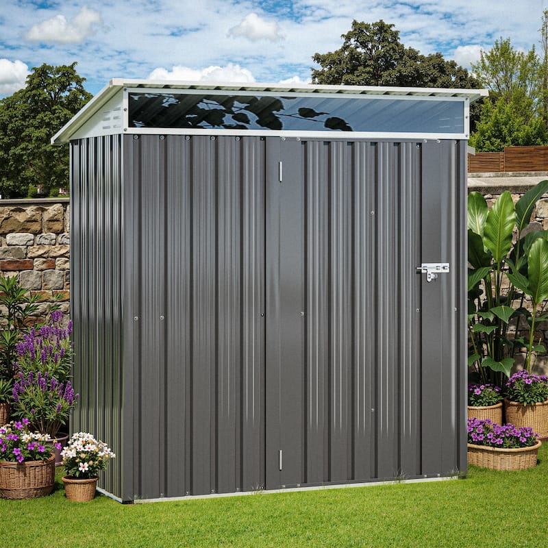 Futzca Outdoor Storage Shed with Ventilation, Multi-Purpose Tool Shed - Small - DarkGrey