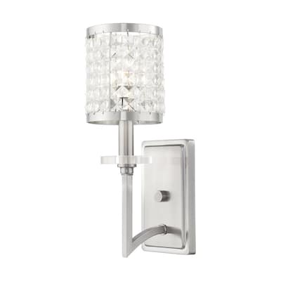 Livex Lighting 1-Light Brushed Nickel Wall Sconce, 50561-91 - 5" W 15" H 6.5" EXT