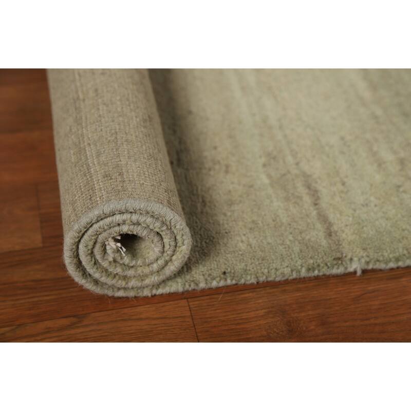 Modern Gabbeh Foyer Rug Handmade Green Oriental Wool Carpet - 2'8"x 4'1"