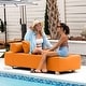 preview thumbnail 5 of 9, Jaxx Alvy Outdoor Sun Lounger - Luxurious Sunbed with Wood Feet Sunbrella