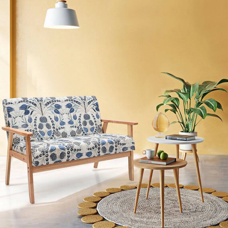 Gymax Modern Fabric Loveseat Sofa Couch Upholstered 2-Seat Wood - 45'' x 26.5'' x 32''