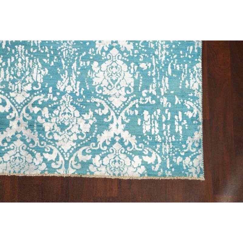 Wool/ Silk Vegetable Dye Distressed Versace Oriental Area Rug Handmade - 6'1" x 9'1"