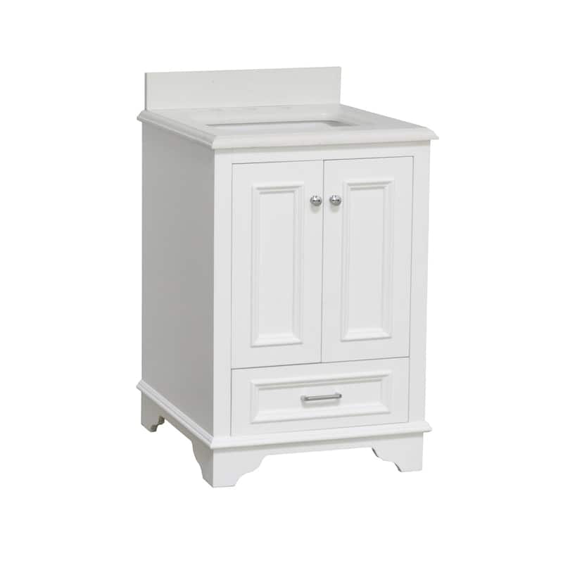 KitchenBathCollection Nantucket 24" Bathroom Vanity with Quartz Top