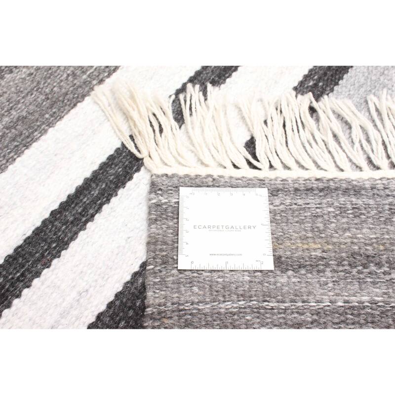 ECARPETGALLERY Flat-Weave Ankara FW Dark Grey Wool Kilim - 5'2 x 7'8