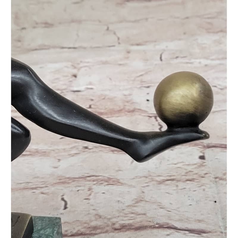 Soccer Player European Football Bronze Statue Sculpture Trophy Collectible 8 Inches X 8 Inches