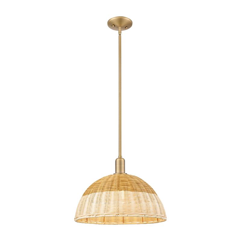 Innovations Lighting Downtown Urban - Natural Ballston Dome - 1 Light Stem Hung Mini Pendant with Basketweave Shade