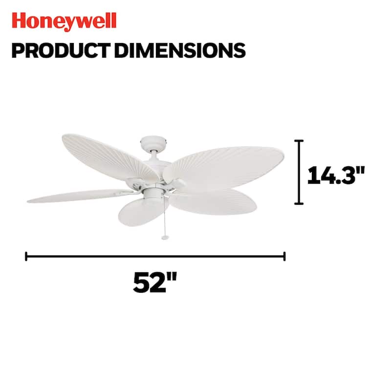 52" Honeywell Palm Island White Tropical Indoor/Outdoor Ceiling Fan