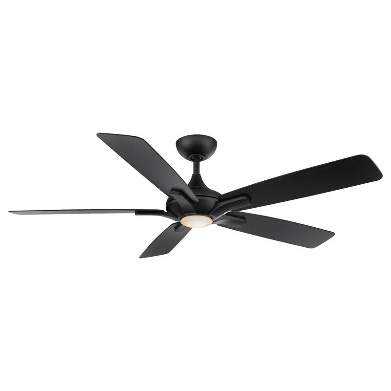 Mykonos Indoor and Outdoor 5-Blade Smart Ceiling Fan 60in with 3000K LED Light Kit and Remote Control - 60 inches - Matte Black