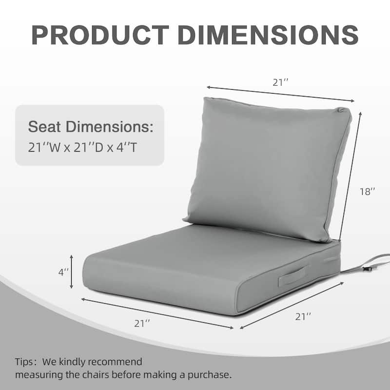 Aoodor Outdoor Chair Cushions Set, Water Resistant Deep Seat Cushions