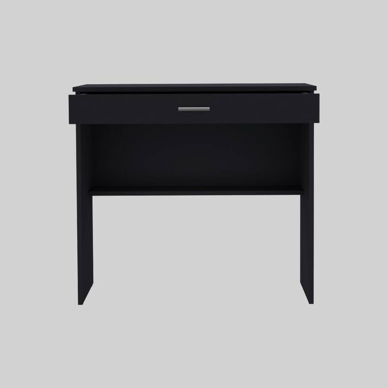 Space-Saving Desk with Drawer & Lower Shelf, Modern Design for Small Spaces - Black