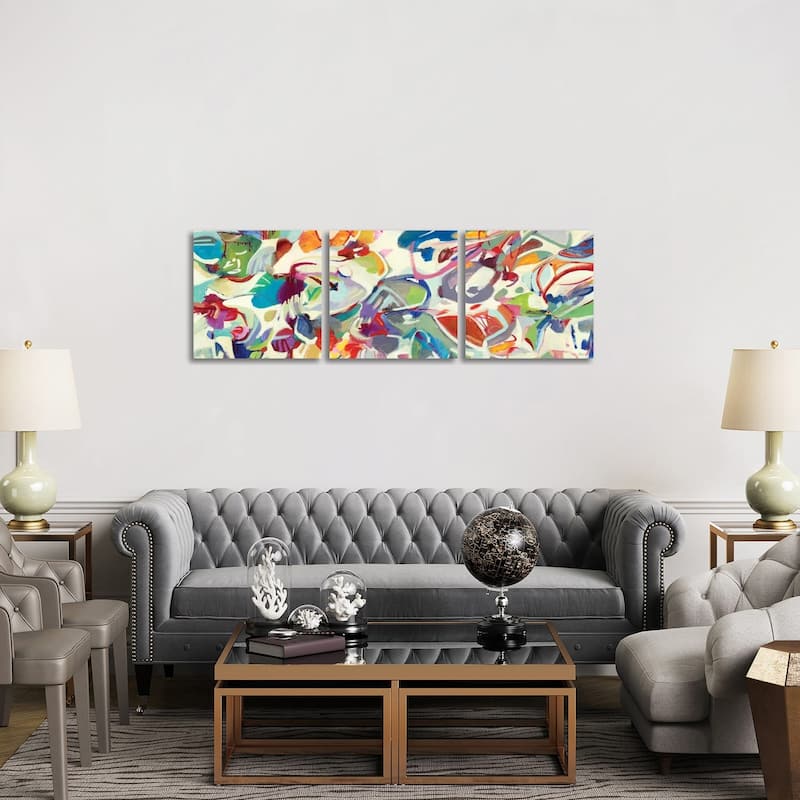 iCanvas "Boldly On" by Lisa Ridgers 3-Piece Canvas Wall Art Set - 20x60x1.5