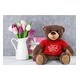 preview thumbnail 5 of 4, DolliBu I LOVE YOU Brown Bear with Red Plaid Hoodie and Red Shirt - 10 inches