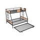 preview thumbnail 10 of 23, Anti-Noise Design Metal Twin over Full Bunk Bed with Trundle, Black
