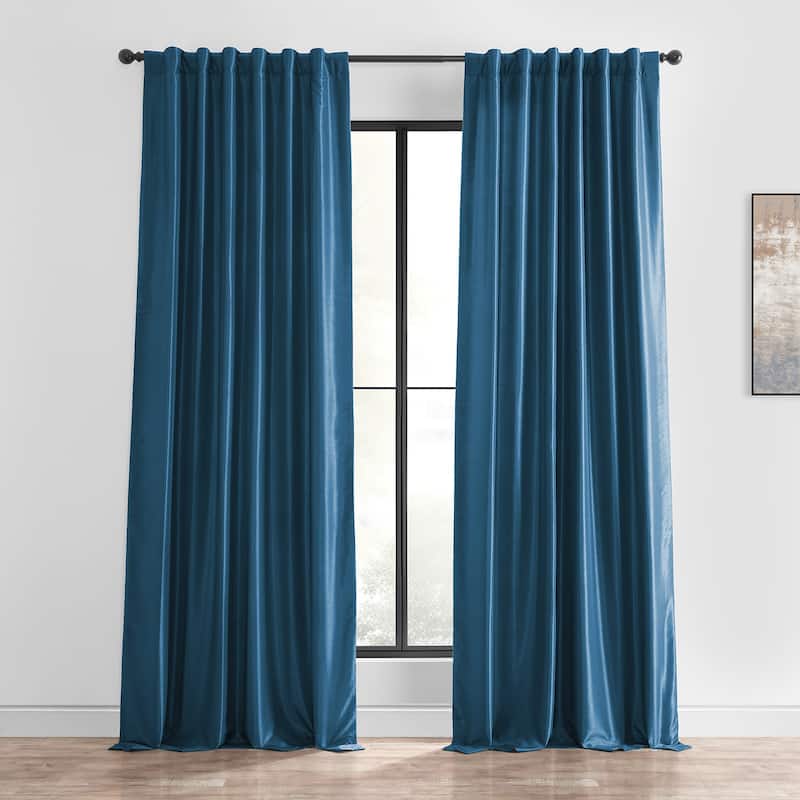 Exclusive Fabrics Vintage Textured Faux Dupioni Silk Room Darkening Curtains (1 Panel)