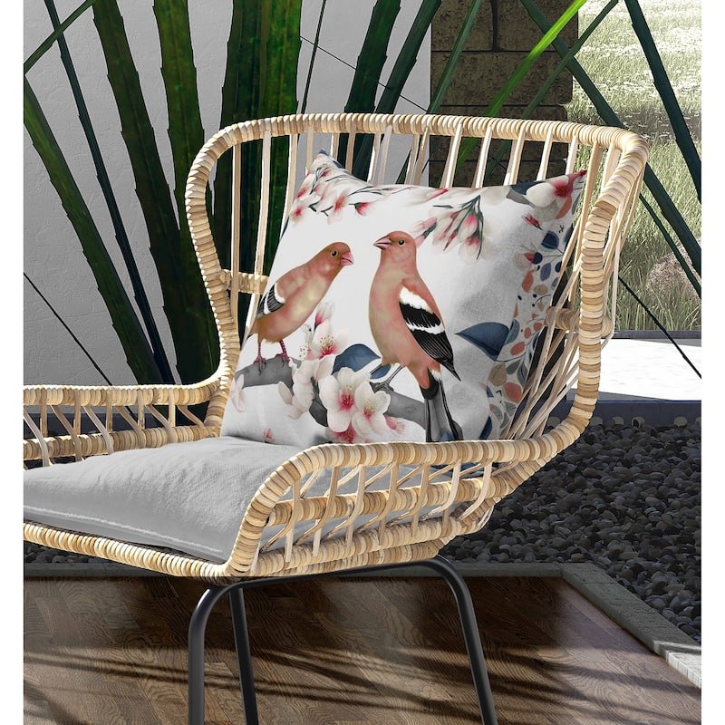 Goldfinch Haven Indoor/Outdoor Reversible Throw Pillow White and Pink