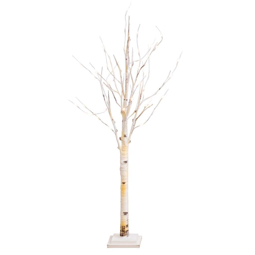 4ft. Pre-Lit Artificial Birch Tree with 50 Warm White LED Lights - Stylish Holiday X-Mas Accent Tree