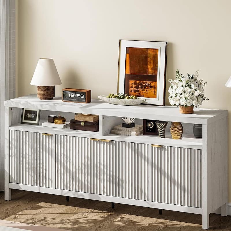 Modern Accent 65.8" Fluted Sideboard Cabinet, TV Stand for Living Room, Entryway - N/A - Brown