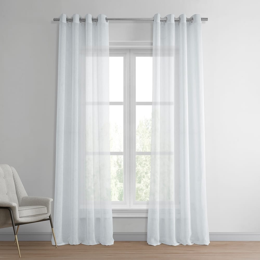 Exclusive Fabrics Grommet Solid Faux-linen Sheer Curtain (1 Panel)