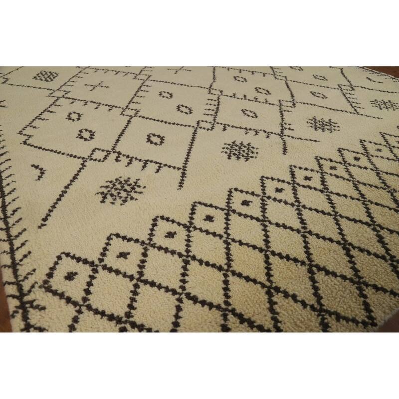 Trellis Moroccan Oriental Area Rug Handmade Bedroom Wool Carpet - 5'6" x 7'10"